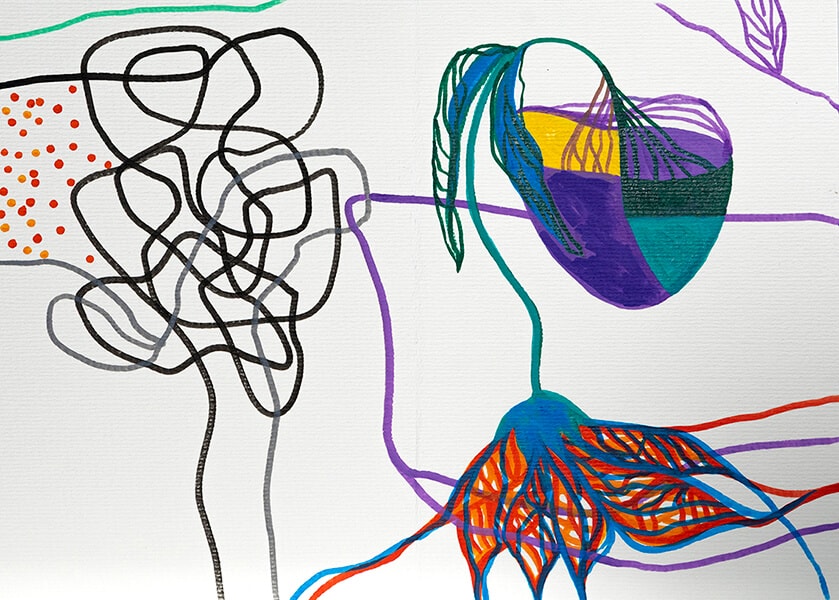 “My Endless Book”. Fragment. Paper, pencil, markers. 15х10.5х4 sm. 2024-2026