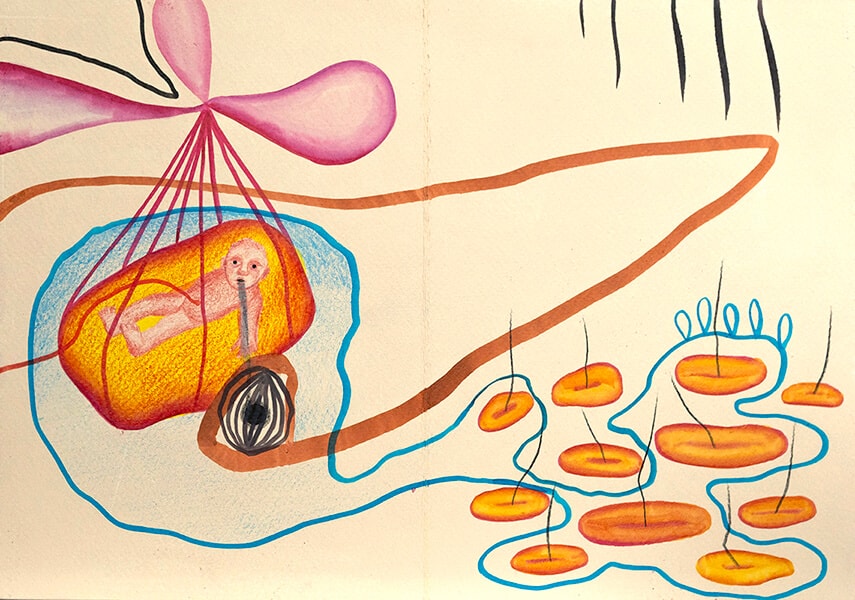 “My Endless Book”. Fragment. Paper, pencil, markers. 15х10.5х4 sm. 2024-2026
