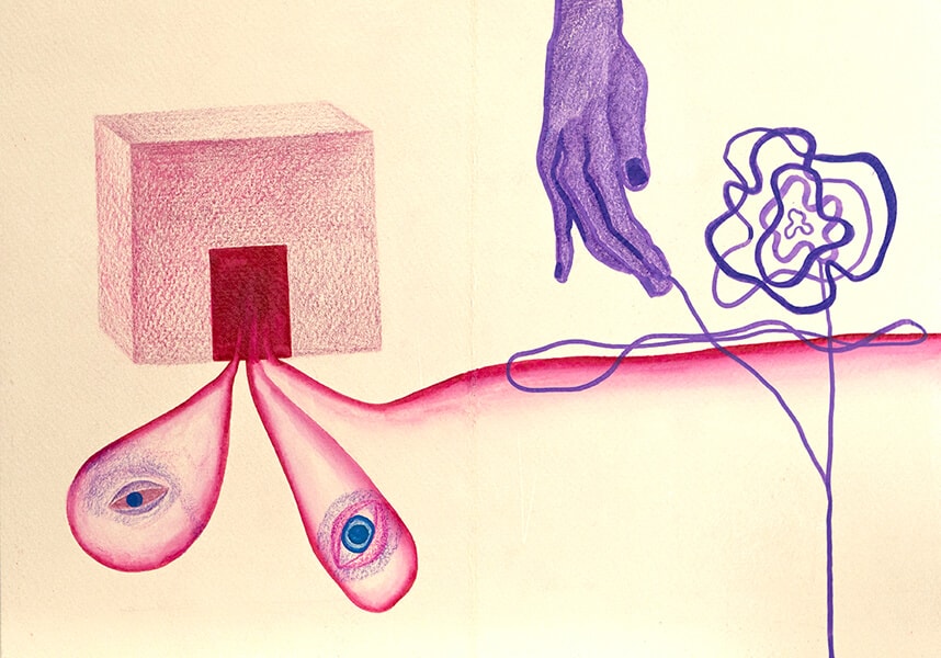 “My Endless Book”. Fragment. Paper, pencil, markers. 15х10.5х4 sm. 2024-2026