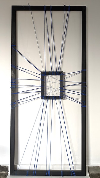 "Gate 1". 100x180. Wood, rope, acrylic. 2022