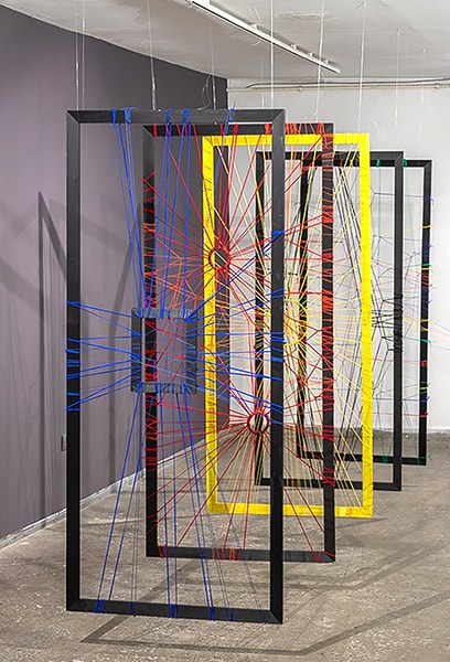 Installation "Gates". 100x180x320. Wood, rope, acrylic. 2022