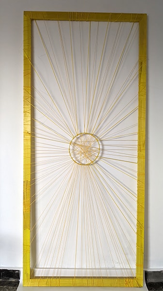 "Gate 3". 100x180. Wood, rope, acrylic. 2022