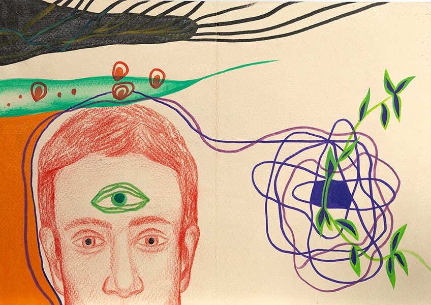 “My Endless Book”. Fragment. Paper, pencil, markers. 15х10.5х4 sm. 2024-2026