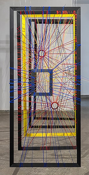 Installation "Gates". 100x180x320. Wood, rope, acrylic. 2022