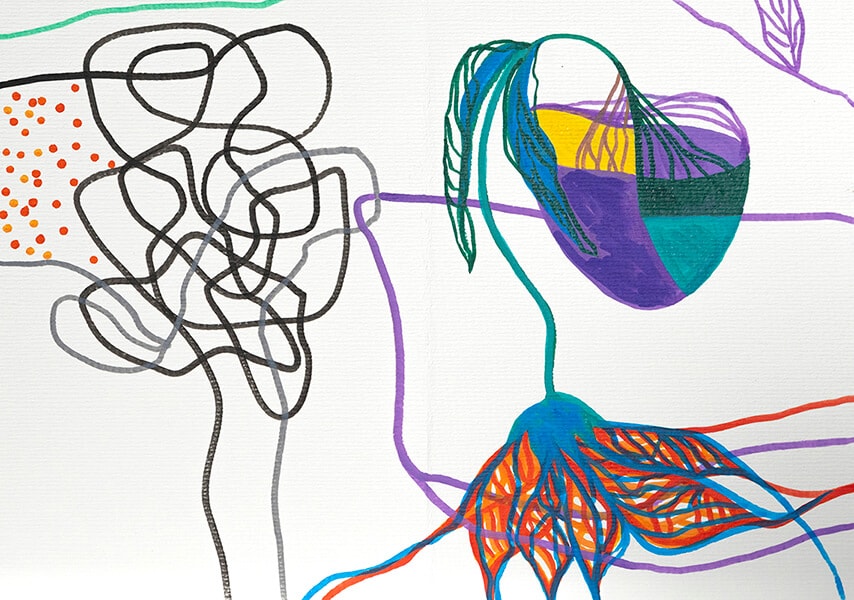 “My Endless Book”. Fragment. Paper, pencil, markers. 15х10.5х4 sm. 2024-2026