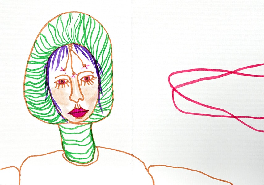 “My Endless Book”. Fragment. Paper, pencil, markers. 15х10.5х4 sm. 2024-2026