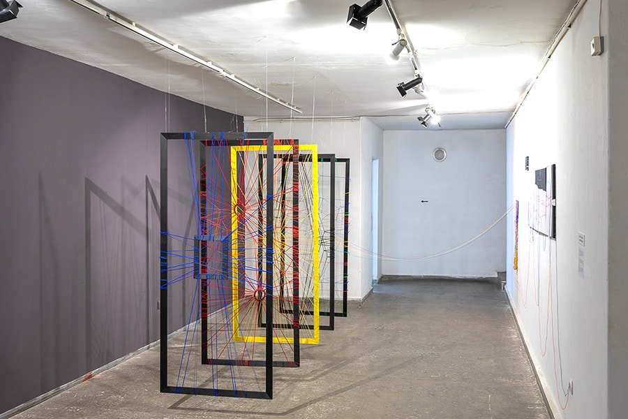 Installation "Gates". 100x180x320. Wood, rope, acrylic. 2022