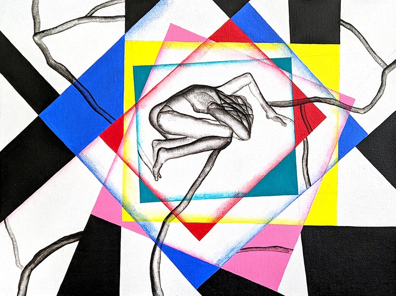 "Transformation" ccomposition 3. 30x40 sm. Acrylic, canvas. 2022